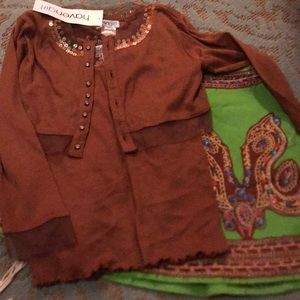 Three peace Haven girl skirt and twin set
